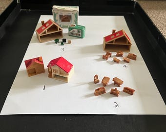 Casas de muñecas pequeñas vintage de Sylvanian con muebles: elija de la lista desplegable