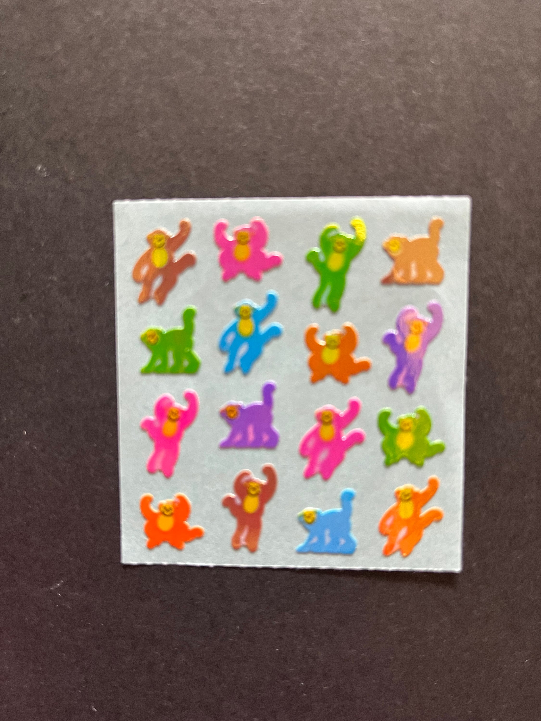 Sandylion Vintage Super Rare Pearl Mini Monkey Stickers on Blue
