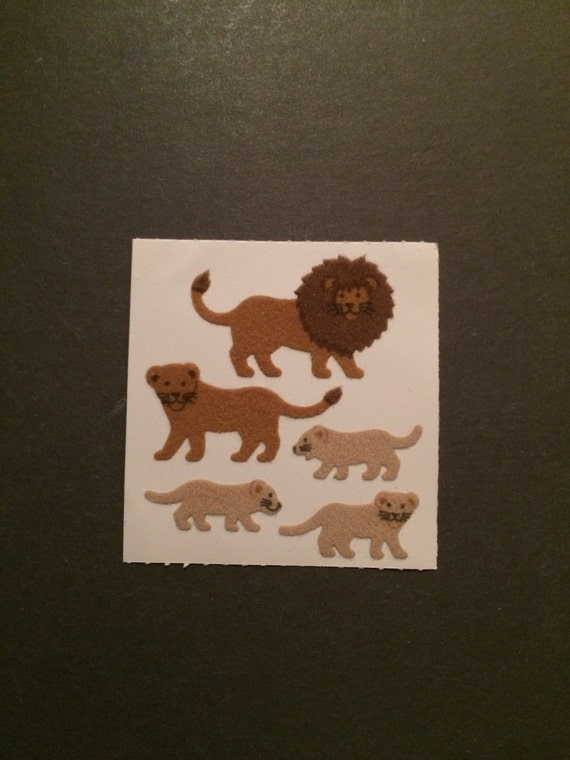 SANDYLION vintage rare fuzzyシール　動物 Sandylion Vintage Rare Fuzzy Lion Stickers - Etsy