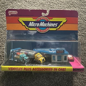 Micro Machines vintage rare Burmah truck and garage set