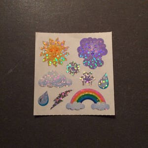 Sandylion vintage rare shiny rainbow, sun, wind, rain stickers image 1