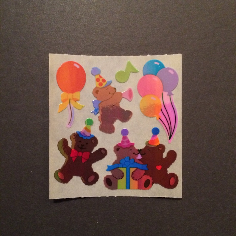 Sandylion vintage rare shiny birthday bear stickers