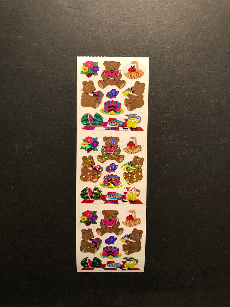 Sandylion vintage very rare picnic bear sticker strip
