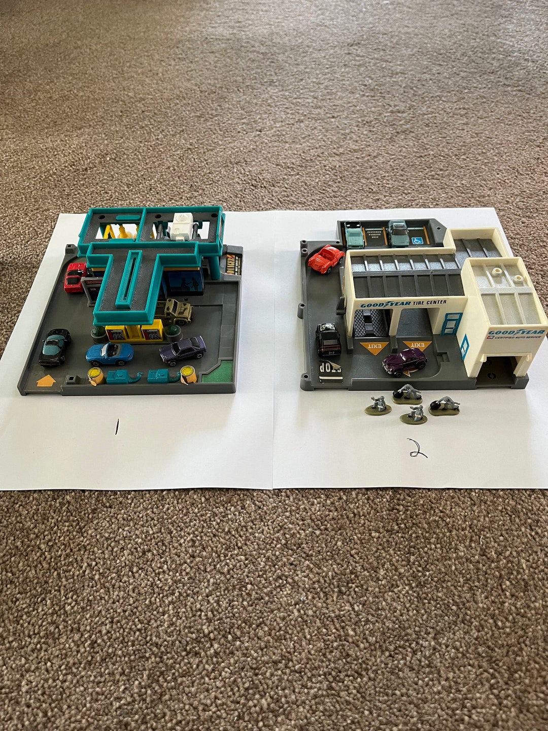 Micro Machines Vintage Rare Car Wash & Petrol Station and Goodyear Tyre