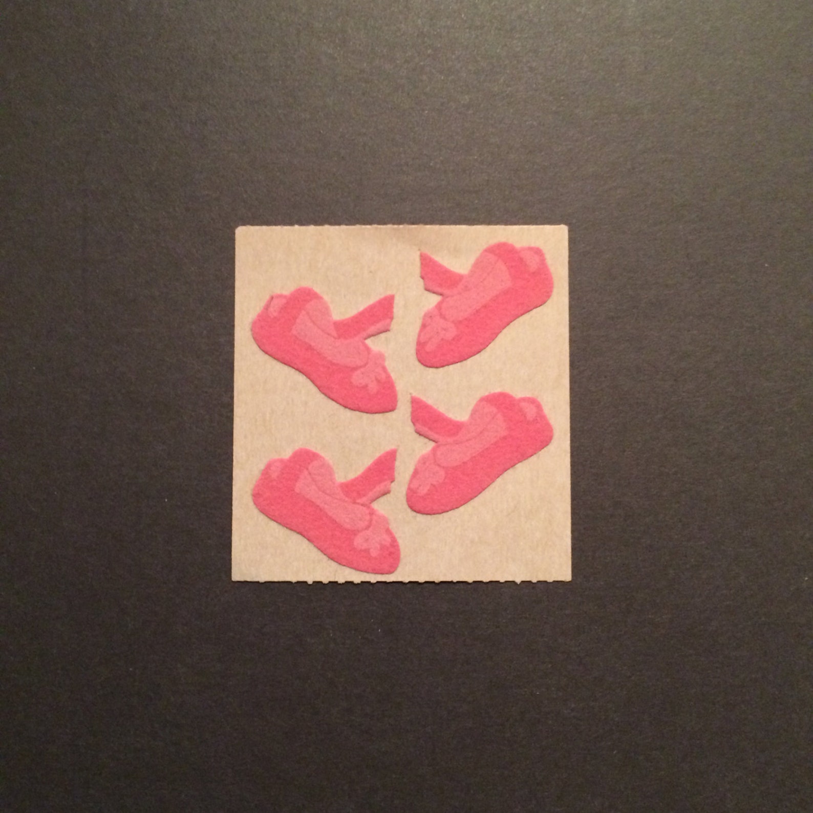 sandylion vintage 80s very rare fuzzy brown back ballet shoe stickers