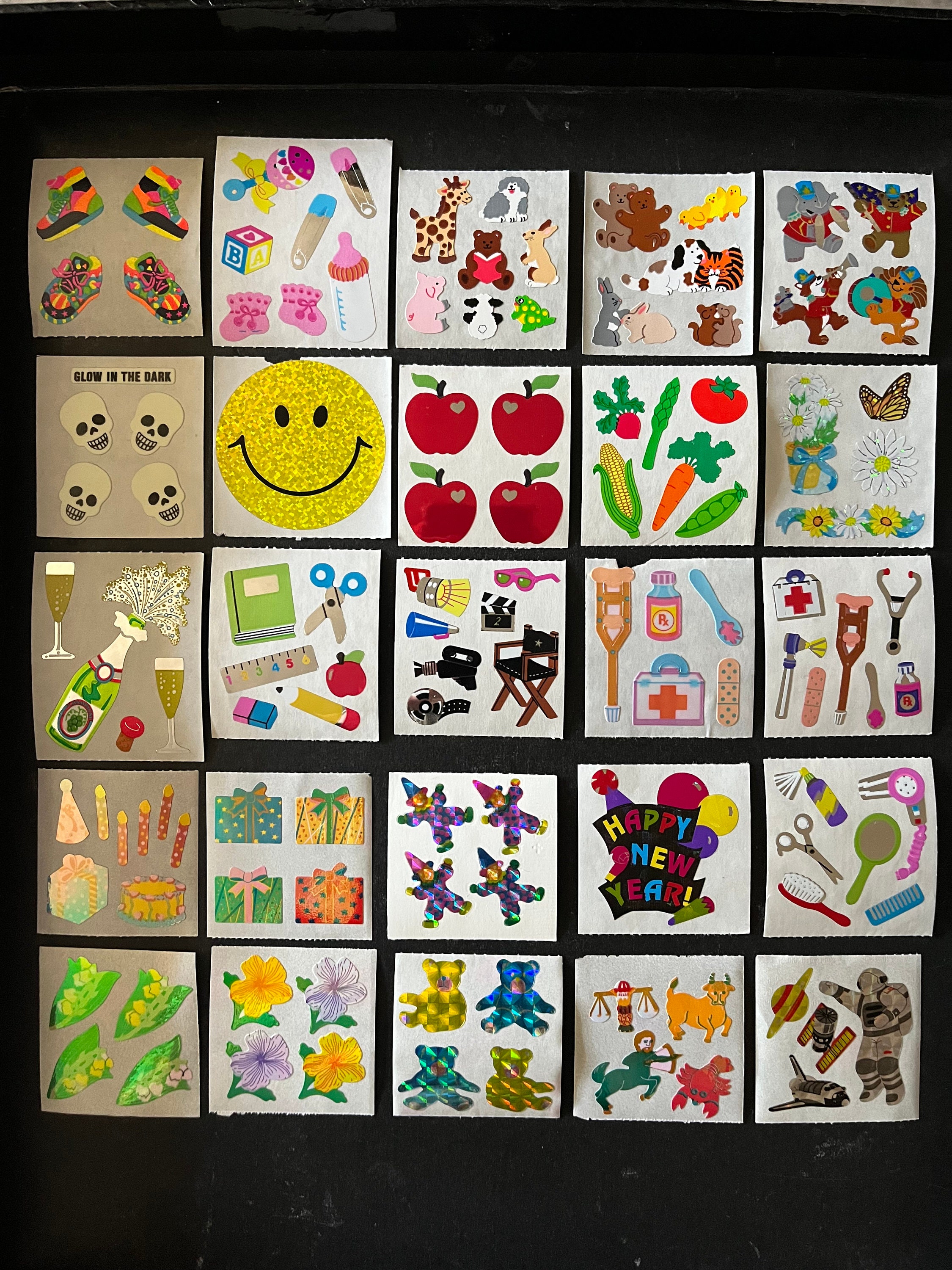 Sandylion and Great Seven Pear. Paper, Prismatic Sticker Lot