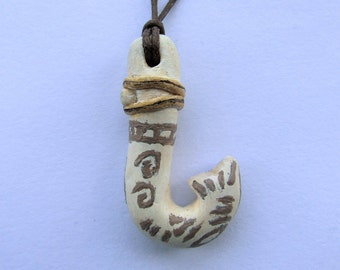 Maui inspired hook polymer clay necklace