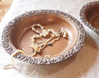 Pair of antique French deep copper plates or bowls