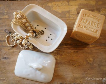 White porcelain soap dish antique French