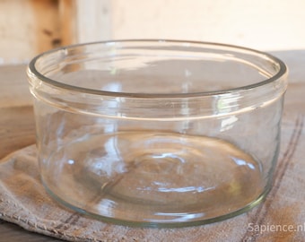 Shapely antique French hand blown bowl or vase, grocery store, hand made, centre piece, flower vase, table decoration