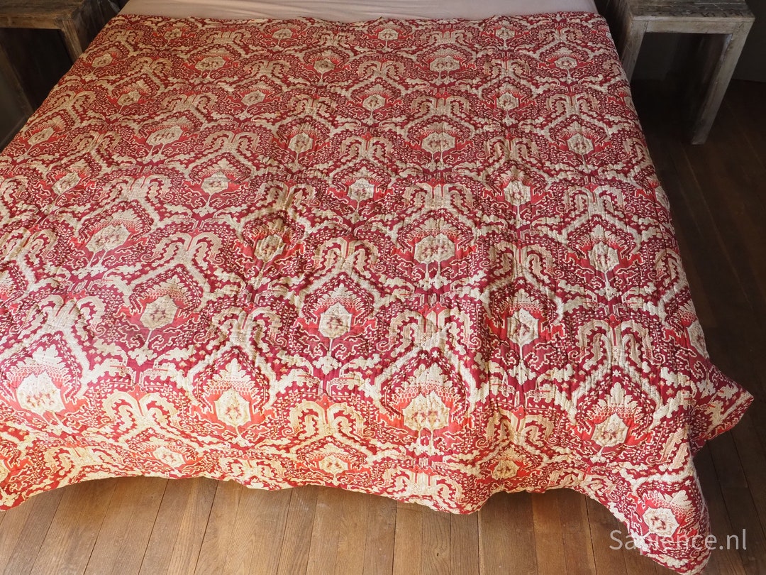 Original Boutis Bedcover, Antique French Quilted Blanket, Bed Spread