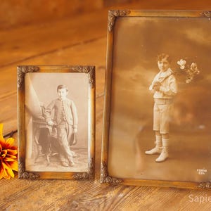 Matching pair of photo frames, antique French metal picture frame, birthday gift, men, women