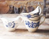Set of 3 antique French ironstone milk jug, creamer or pitcher 1900 by Badonviller and Sarreguemines, stoneware