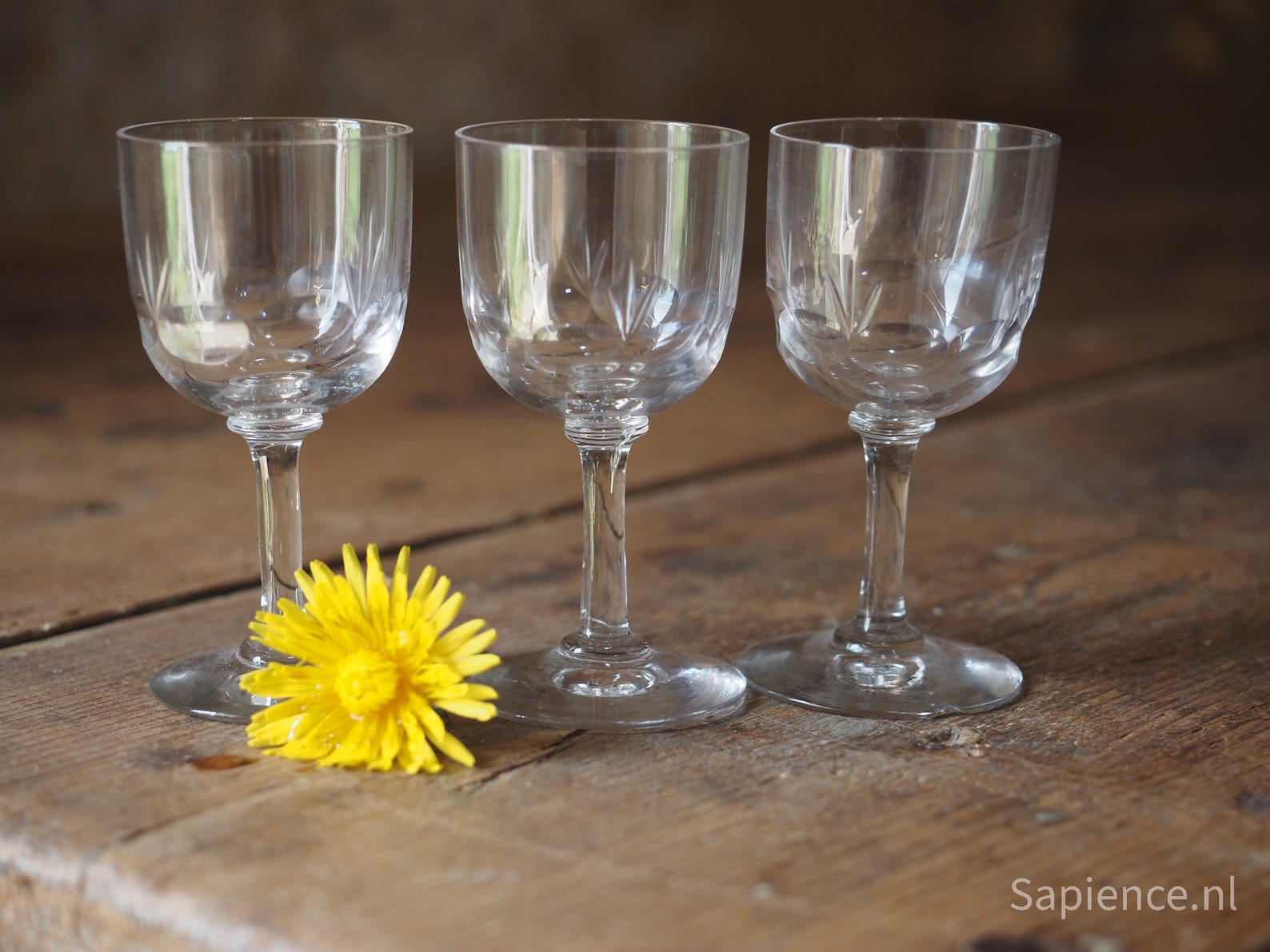 Stylish set of 3 antique french small liquor glasses hand cut Etsy España