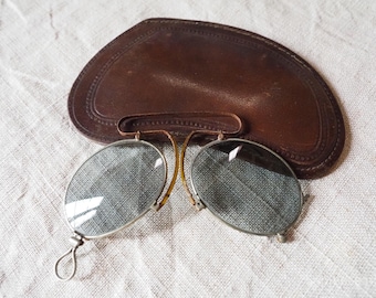 Antique French tinted glasses or spectacles, pince-nez,  props, reading glasses, sunglasses