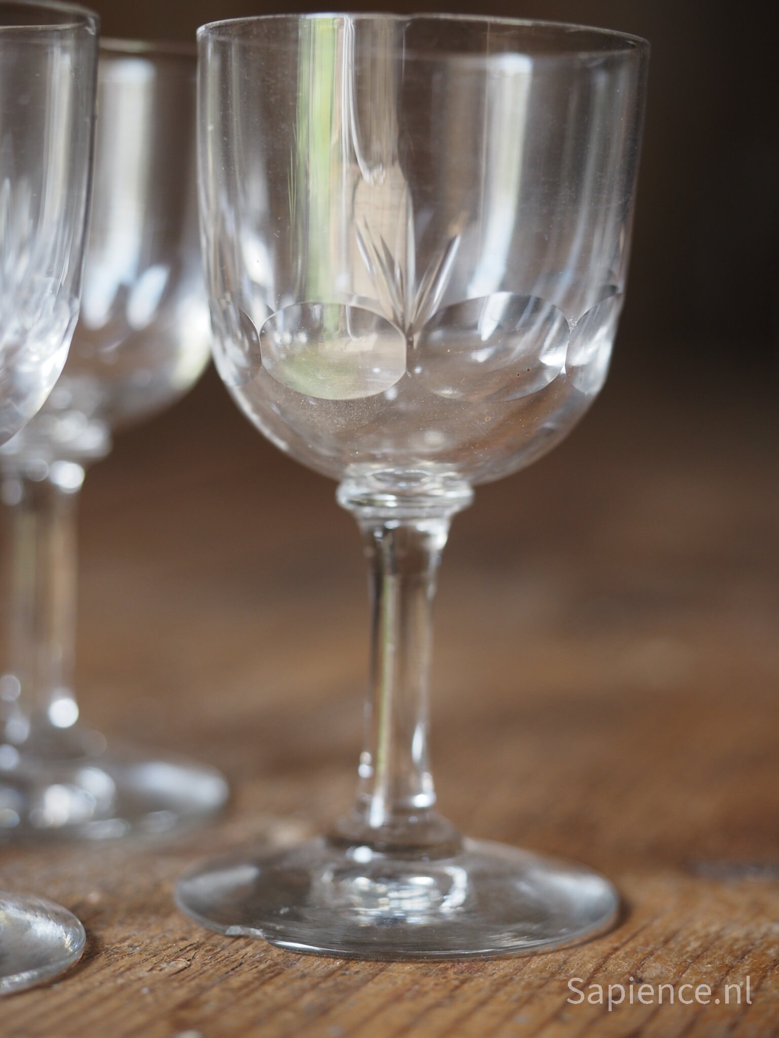 Stylish set of 3 antique french small liquor glasses hand cut Etsy España
