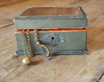 Antique French Beveled Glass Jewelry Box: Napoleon III Era