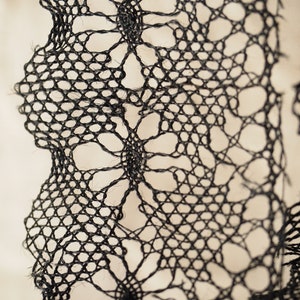 Lot of delicate antique French black bobbin lace, 3 pieces, total 500 cm or 200&quot; ,around 1900, sewing projects, gothic, steam punk
