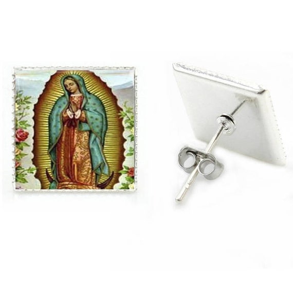 Virgen de Guadalupe Earrings,Mary lady,catholic,religious ,aretes,virgen maria.