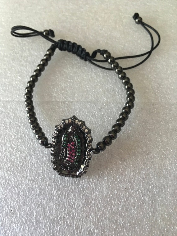 orgeous Virgen de Guadalupe bracelet, Virgin mary,Virgen maria ,religious,Religious, Black tone.