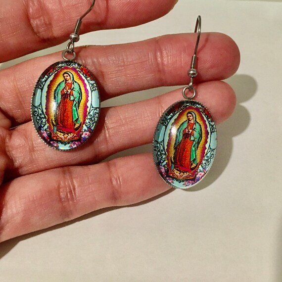 New Virgen de Guadalupe Earrings,Mary lady,catholic,religious ,aretes, virgen maria, stainless steel