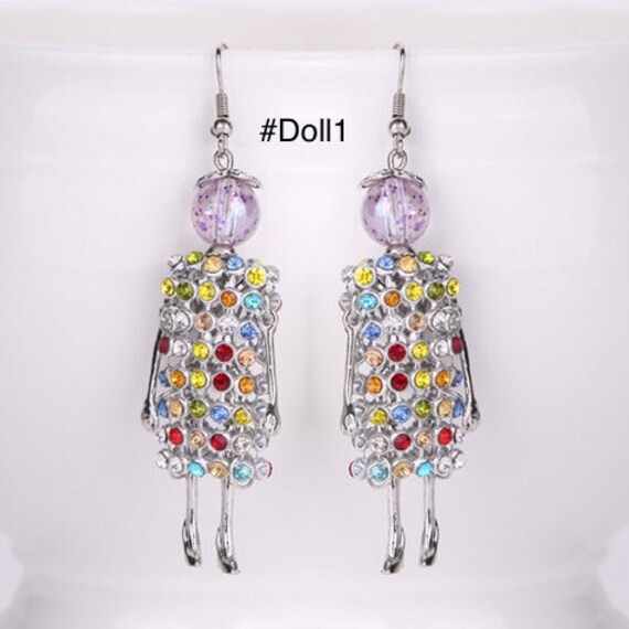 new doll women rhinestone  earrings cute girl drop earrings, women earrings.