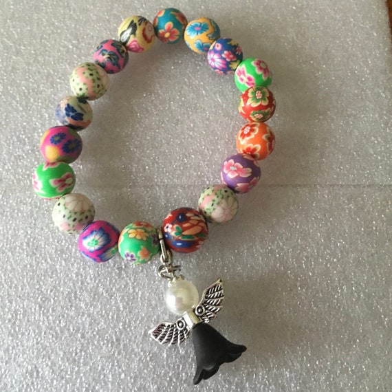 Beautiful women Colorful Bracelet with angel charm, stretch bracelets , ApoloAngels collection , stretch bracelet.