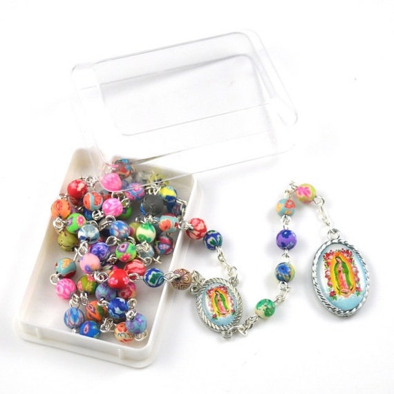 New Beautiful Colorful Rosary,Virgen de Guadalupe, Religious  rosary, pray, catholic.