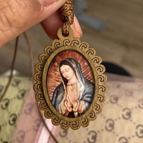 Beautiful  Virgen de Guadalupe Pendant necklace,catholic,religious virgin mary,virgen maria, rope adjustable necklace