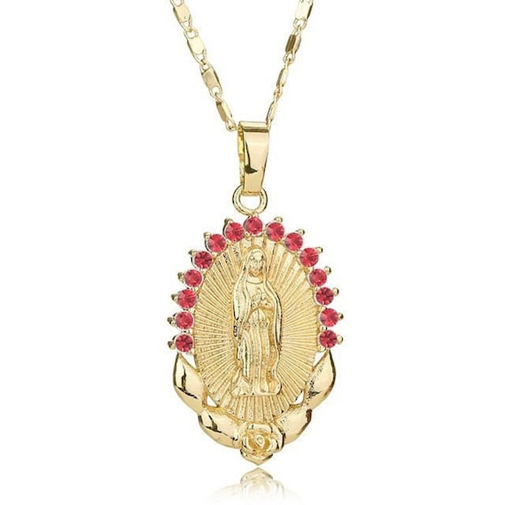 New Virgen of Guadalupe Pendant with Gold Stainless Steel chain catholic,religious ,Virgen  Maria,
