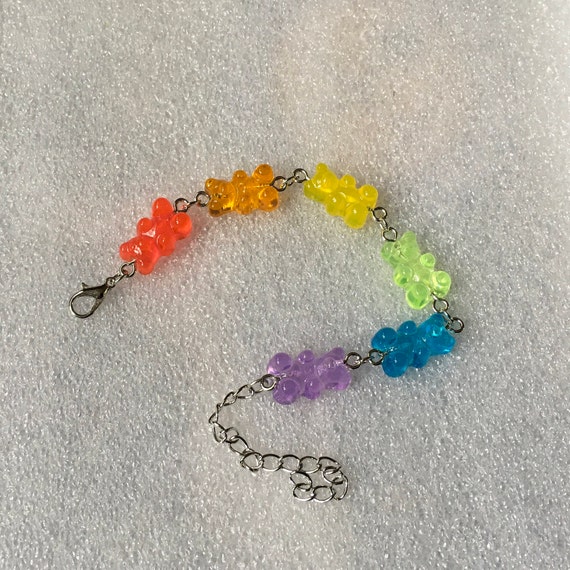 New beautiful colorful Gummy bear bracelet,stainless steel, colorful bear, fake gummy bear,  holidays gift, daughters gift