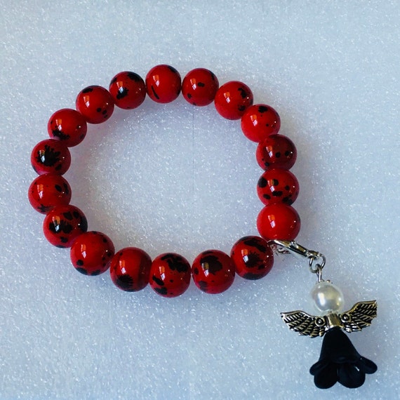 1pc Bracelet with Angel Charm, Glass, Good luck Bracelets,Family Gifts ,ApoloAngels collection,Group gifts,Family Gifts,Party,Women bracelet