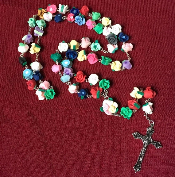 Gorgeous Colorful ROSES Rosary,All random beads roses,unique rosary religious rosary ,Gift, catholic.