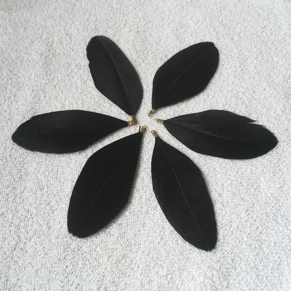 8pc  medium  black feathers ,jewelry making,earrings, charm, tassel,Keychain ,Pendant necklace .