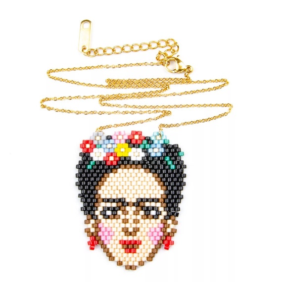 New Beautiful FRIDA Khalo necklace, stainless steel , seedbeads, style