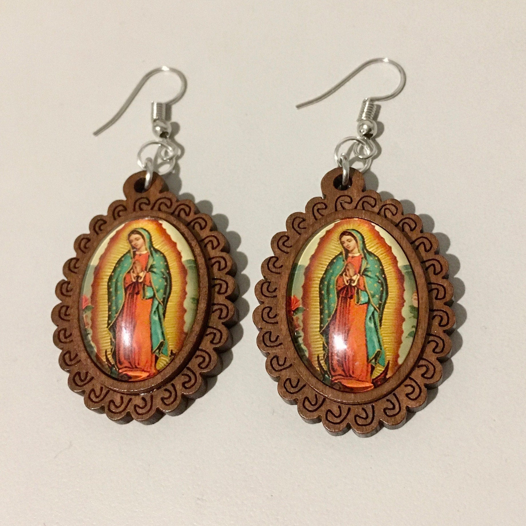 Virgen de guadalupe earrings deals