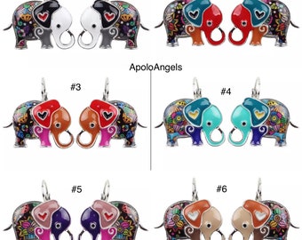New Beautiful small Colorful elephant  Earrings, choose color