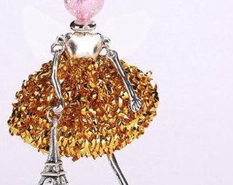 Shiny Doll Pendant Necklace, Eiffel Tower Charm, Choose Color