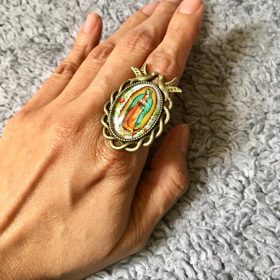New Beautiful Virgen de Guadalupe RING,bronze ring, adjustable ,Mary lady,catholic,religious,virgen maria, virgin mary