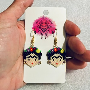 Simple and Beautiful FRIDA colorful earrings, Gold tone hooks.