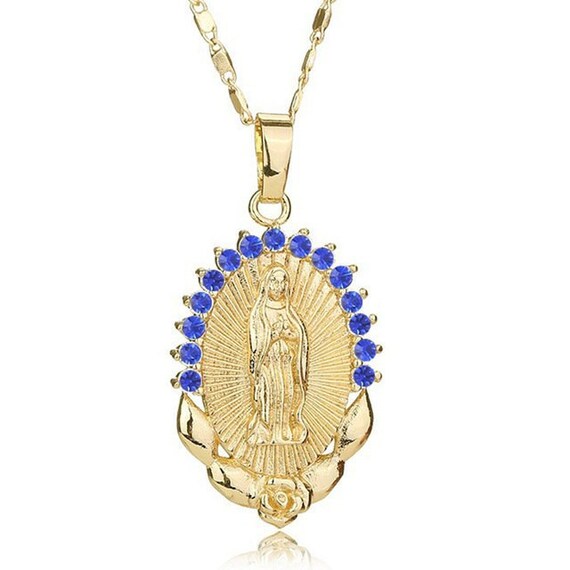 Virgen of Guadalupe Pendant Necklace,catholic,religious ,Virgen  Maria, stainless steel gold tone.