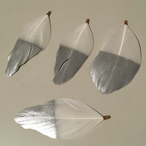 8pc medium White/Silver feathers ,jewelry making,earrings, charm, tassel,Keychain ,Pendant necklace .