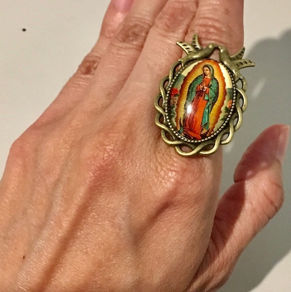 New Beautiful Virgen de Guadalupe RING,bronze ring, adjustable ,Mary lady,catholic,religious,virgen maria, virgin mary