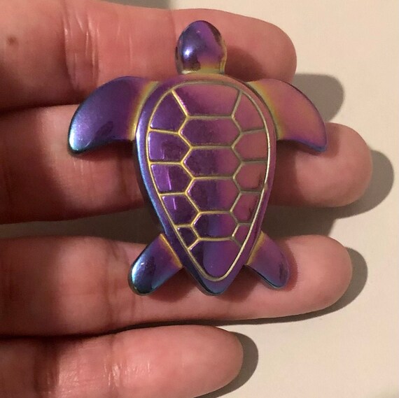 Unique rainbow Nature hematite stone Tortoise turtle Pendant, jewelry making pendant