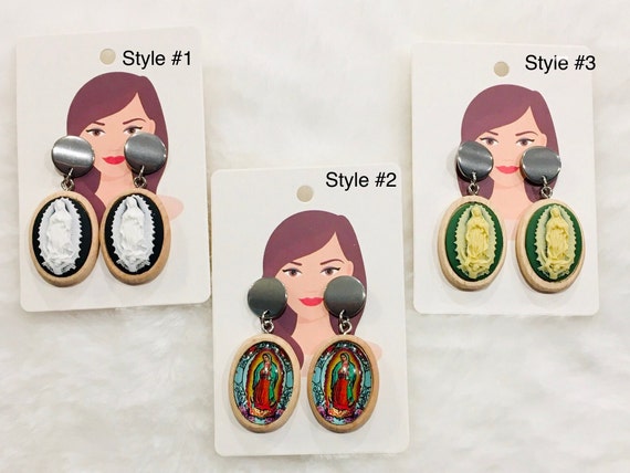 New Virgen de Guadalupe Earrings,Mary lady,catholic,religious , aretes ,virgen maria, , choose style