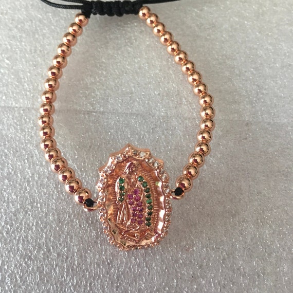 Gorgeous Virgen de Guadalupe bracelet, Virgin mary,Virgen mariareligious,Religious, Rose Gold tone.