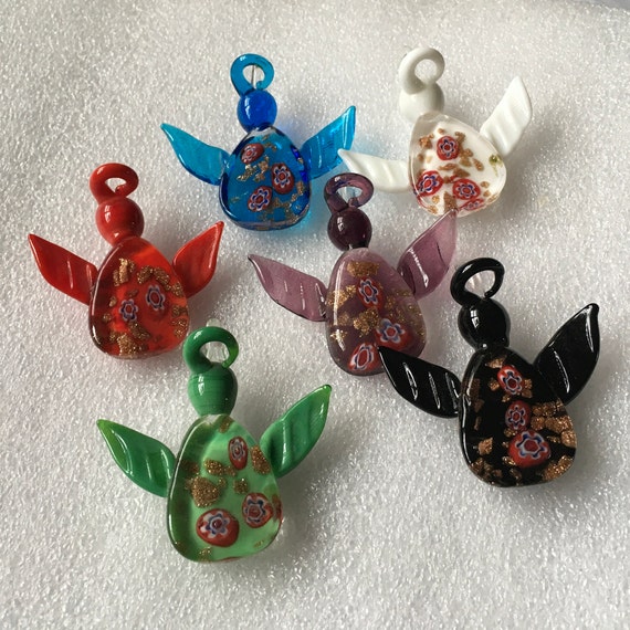 New 3pcs Beautiful Angels Glass Pendants,large hole, unique pendants.