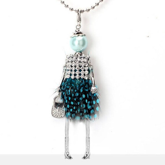 Feathers Doll Pendant, fashion doll,choose Red feathers or green