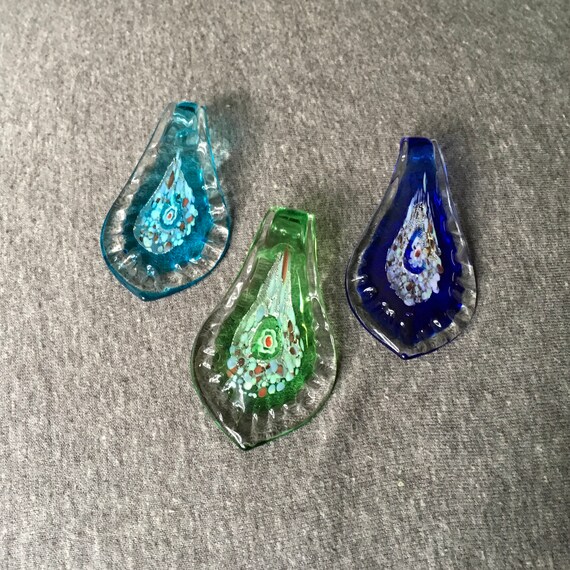 Bulk 3 pcs. Beautiful Large Crystal Glass Pendants,large hole, unique pendants.