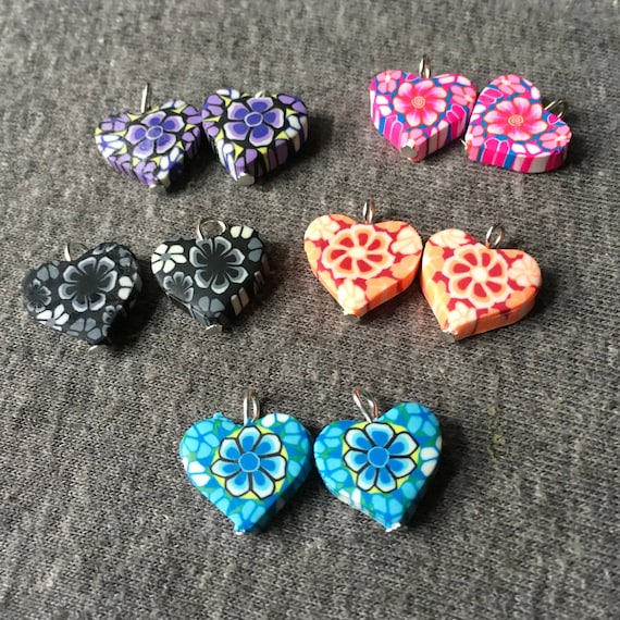 10pcs New Beautiful colorful small Heart, Random colors, charms ,jewelry making, earrings, bracelets, necklace and more